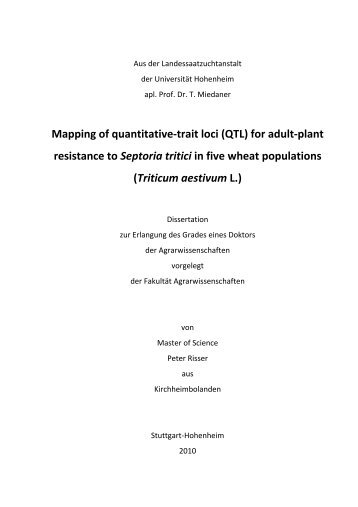 Mapping of quantitative-trait loci (QTL) - Uni Hohenheim - Universität ...