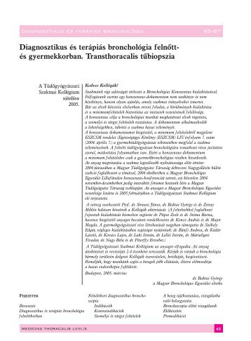 Diagnosztikus és terápiás bronchológia felnőtt- és ... - doki.NET Portál