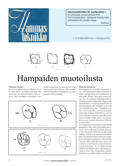 HT 2 2002 - Suomen Hammasteknikkoseura ry