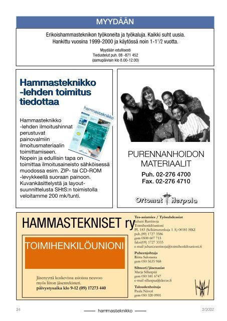 HT 2 2002 - Suomen Hammasteknikkoseura ry