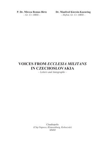 voices from ecclesia militans in czechoslovakia - Remus Mircea Birtz ...