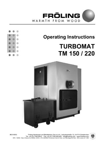 Operating Instructions TURBOMAT TM 150 / 220 - Econergy Ltd