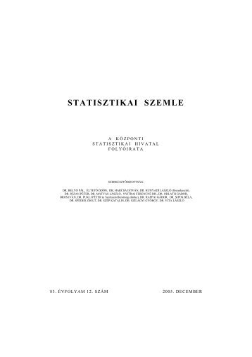 STATISZTIKAI SZEMLE - Központi Statisztikai Hivatal