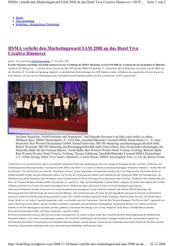 HSMA verleiht den Marketingaward SAM 2008 an ... - Viva Creativo