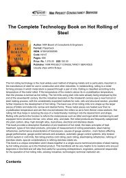 The Complete Technology Book on Hot Rolling of Steel - NIIR.org