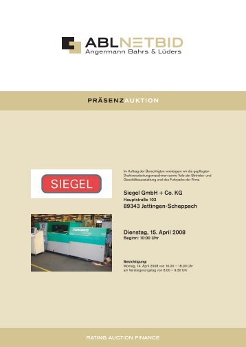 Siegel GmbH + Co. KG 89343 Jettingen-Scheppach ... - NetBid