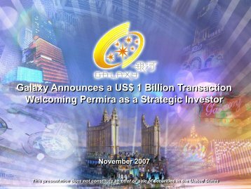 Permira Transaction - Galaxy Entertainment