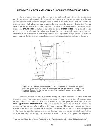 Experiment 6: Vibronic Absorption Spectrum of Molecular Iodine