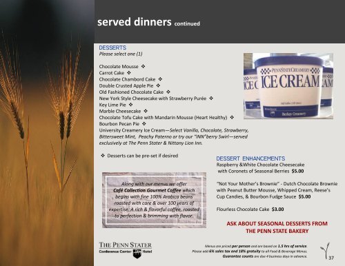 Event menus - The Penn Stater Hotel
