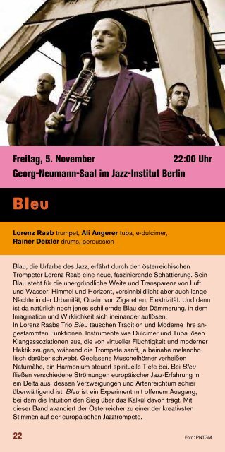 Programm JazzFest Berlin 2010 - Berliner Festspiele