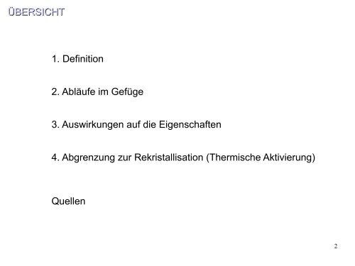 Statische Erholung in metallischen Werkstoffen