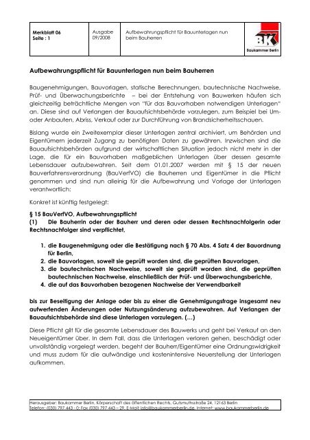 Merkblatt 06 (09-2008).pdf - Baukammer Berlin