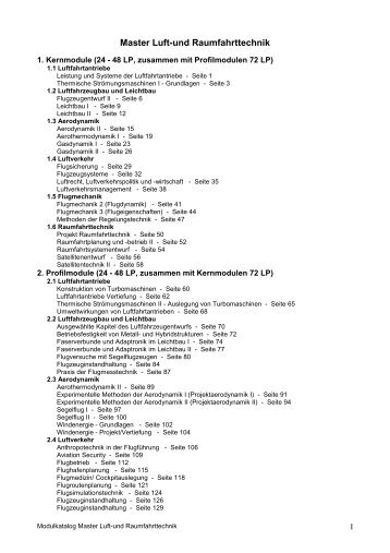 Modulkatalog Master Luft-und Raumfahrttechnik