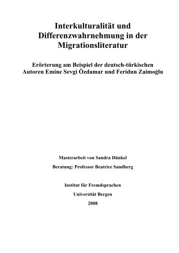 Interkulturalität und Differenzwahrnehmung in der Migrationsliteratur