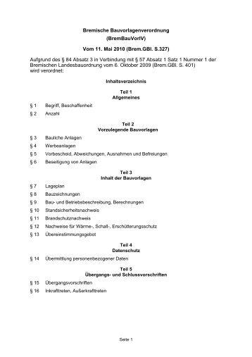 BremBauVorlV vom 11.pdf - Der Senator für Umwelt, Bau und ...