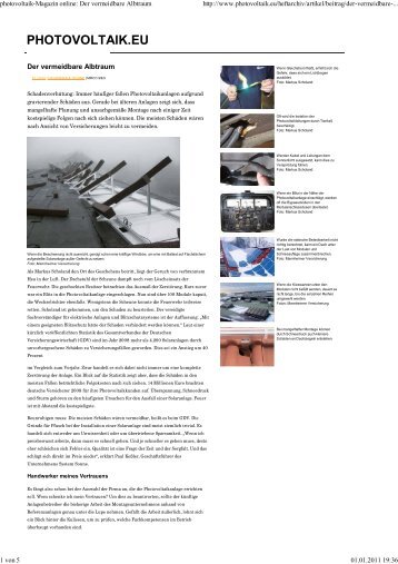 photovoltaik-Magazin online: Der vermeidbare ... - Markus Scholand