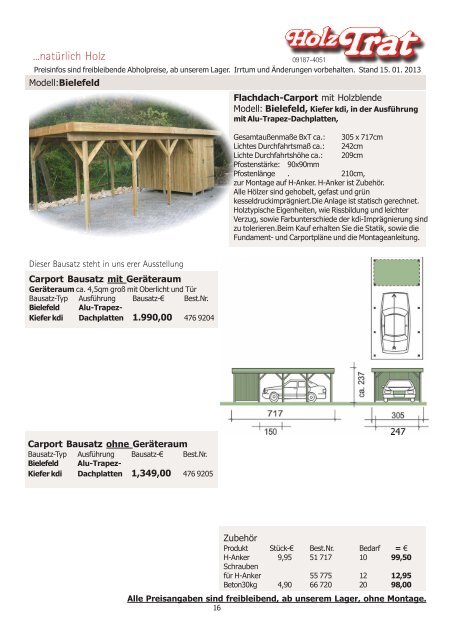 Carport Info Joda - Holz-TRAT Ideen in Holz