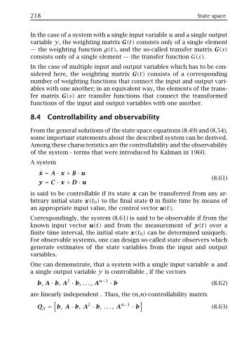 Definition of controllability and oberservability matrices added