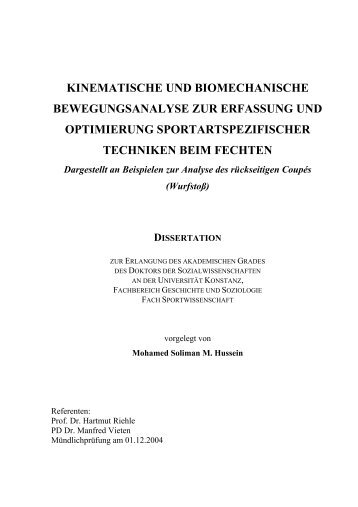 kinematische und biomechanische bewegungsanalyse - KOPS ...