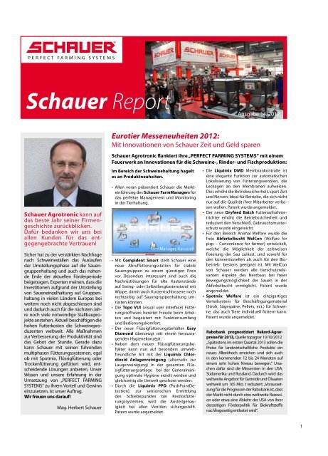 Schauer Report 2012 - Schauer Agrotronic GmbH