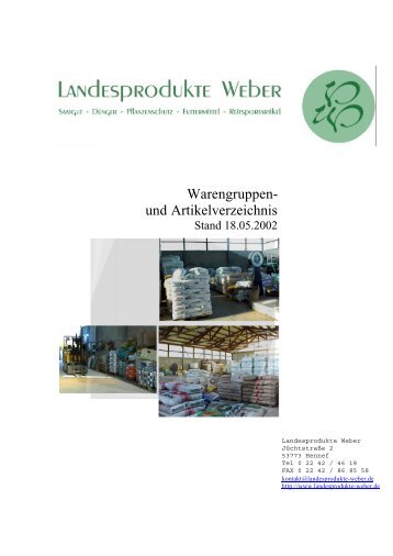 Warengruppen- und Artikelverzeichnis - Landesprodukte Weber