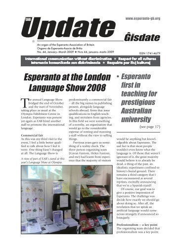 Ĝisdate 44, januaro-marto 2009 - Esperanto Association of Britain