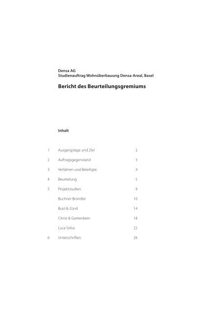 Bericht Studienauftrag Densa-Areal - Stadtentwicklung Basel Nord ...