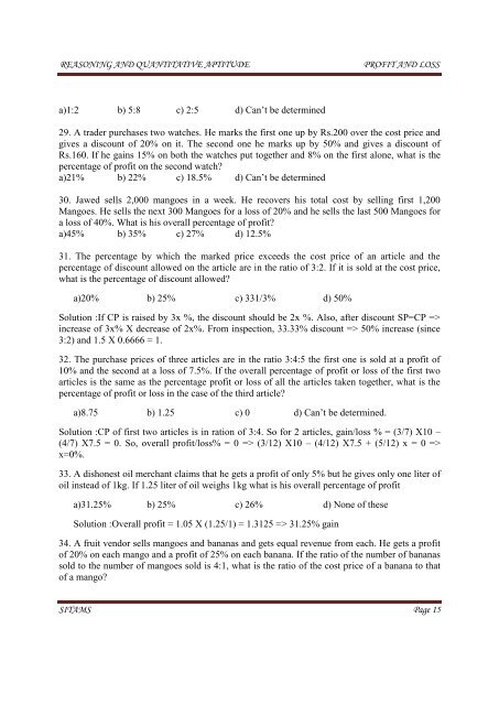 PROFIT & LOSS CALCULATION - Sitams.org