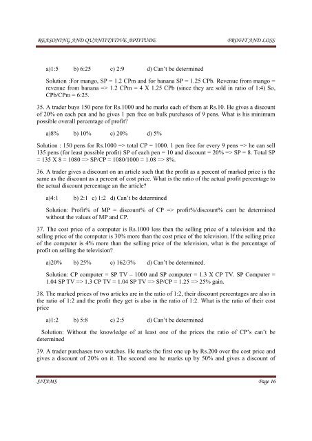 PROFIT & LOSS CALCULATION - Sitams.org