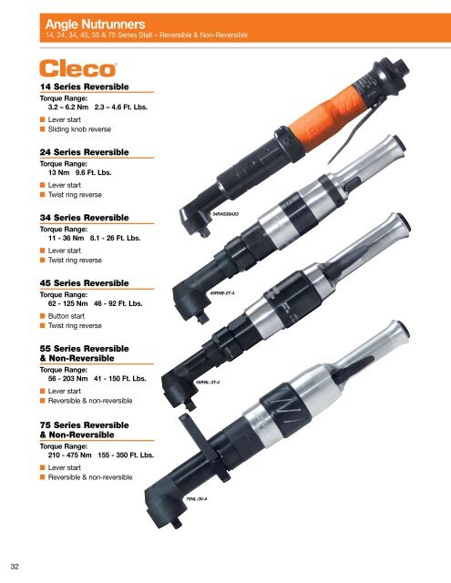 Cleco Angle Nutrunners - 14, 24, 34, 45, 55 & 75 Series Stall ...