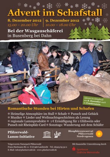 8. und 9. Dezember "Advent im Schafstall" - Naturpark Pfälzerwald