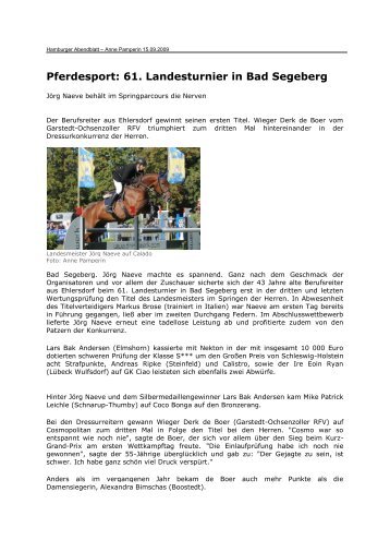 Pferdesport: 61. Landesturnier in Bad Segeberg - Wieger de Boer