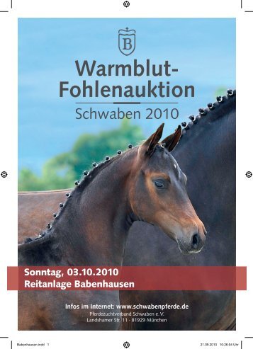 Warmblut- Fohlenauktion - Pferdezuchtverband Schwaben eV