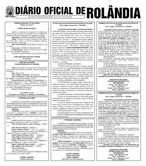 DIÁRIO OFICIAL DE - Prefeitura do município de Rolândia