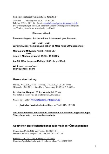 Amtsblatt Nr. 06/2012 vom 09.01.2012 Markt Frammersbach ...