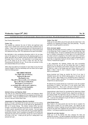 Newsletter 29.08.12 - Diocese of Broken Bay