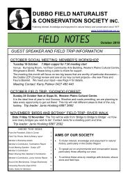 FIELD NOTES - Dubbo Field Naturalist & Conservation Society