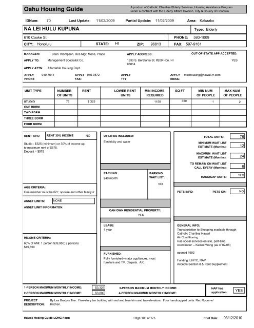 Oahu Housing Guide - Honolulu Elderly Affairs Division