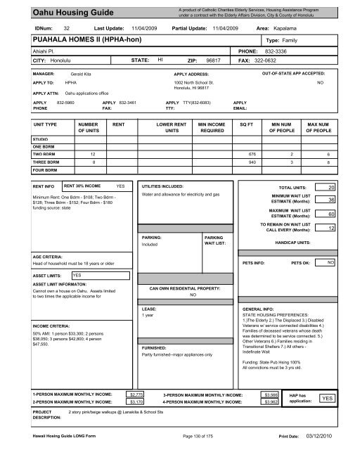 Oahu Housing Guide - Honolulu Elderly Affairs Division