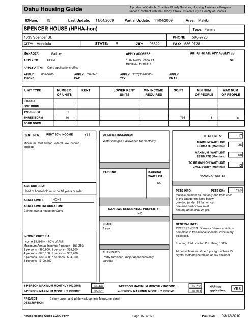 Oahu Housing Guide - Honolulu Elderly Affairs Division