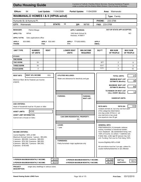 Oahu Housing Guide - Honolulu Elderly Affairs Division