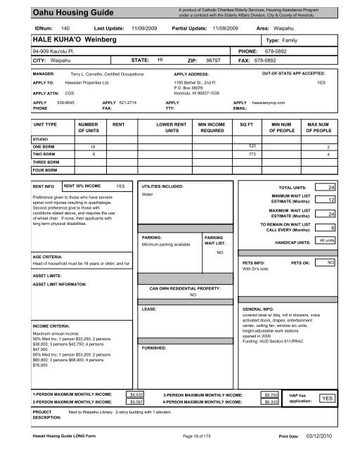 Oahu Housing Guide - Honolulu Elderly Affairs Division