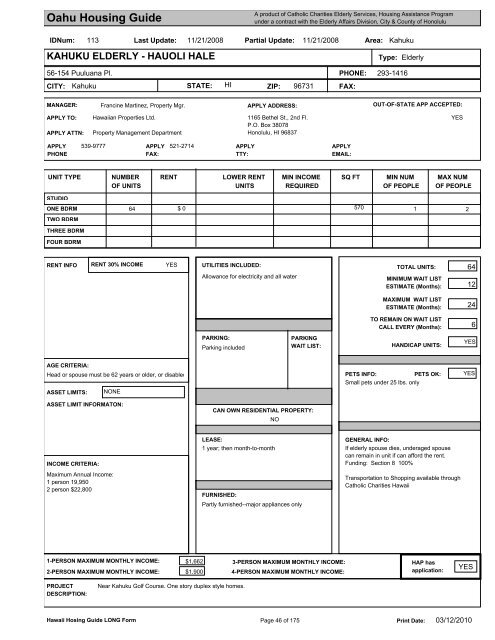 Oahu Housing Guide - Honolulu Elderly Affairs Division