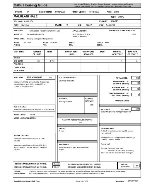 Oahu Housing Guide - Honolulu Elderly Affairs Division