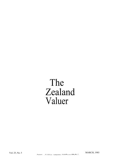 The Zealand Valuer - Property Institute of New Zealand