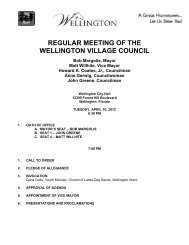 REGULAR MEETING OF THE WELLINGTON VILLAGE COUNCIL