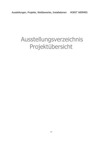 Ausstellungsverzeichnis (Auszug) - bei Horst Wermes