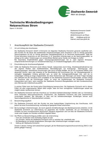 Anschlussbedingungen Strom - Stadtwerke Emmerich