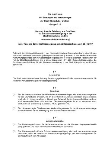 Abwassergebührensatzung (*PDF, 20 KB) - Stadtwerke Königslutter