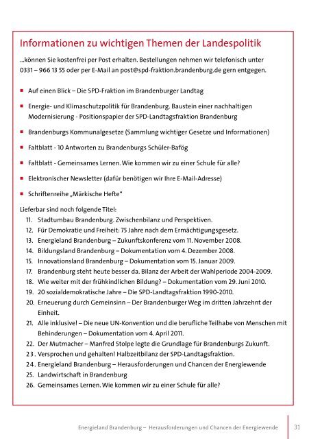 Energieland Brandenburg.Chancen und Herausforderungen - SPD ...